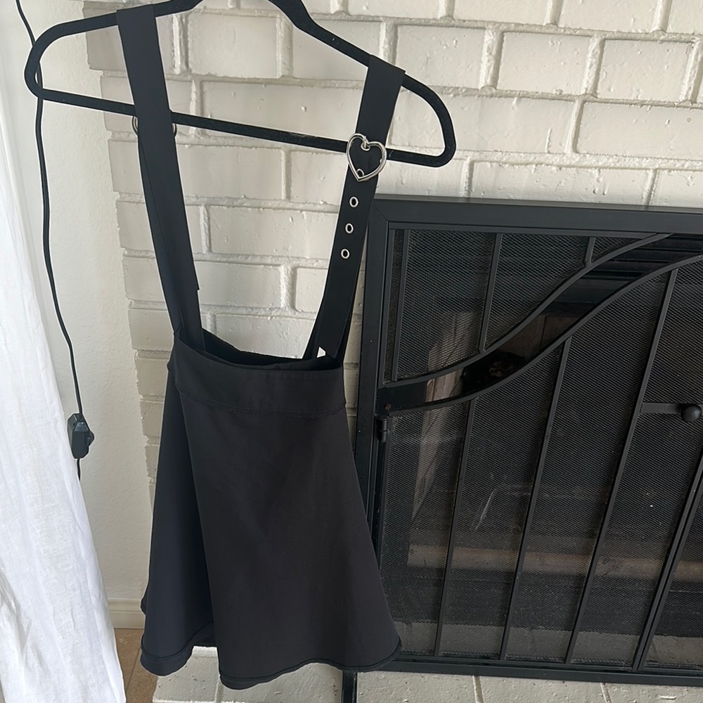 Black Suspender Skirt with Heart Buckle